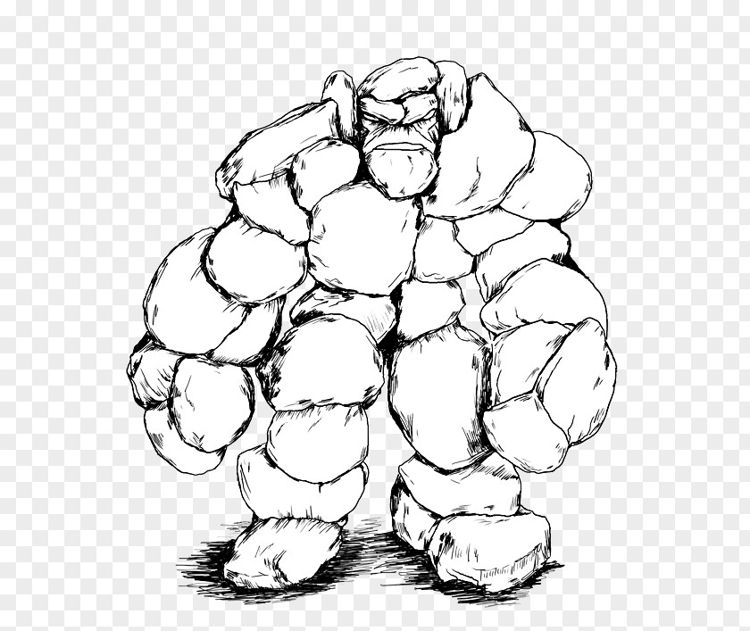 Blackandwhite Plant Golem Line Art Drawing Role-playing Monster PNG