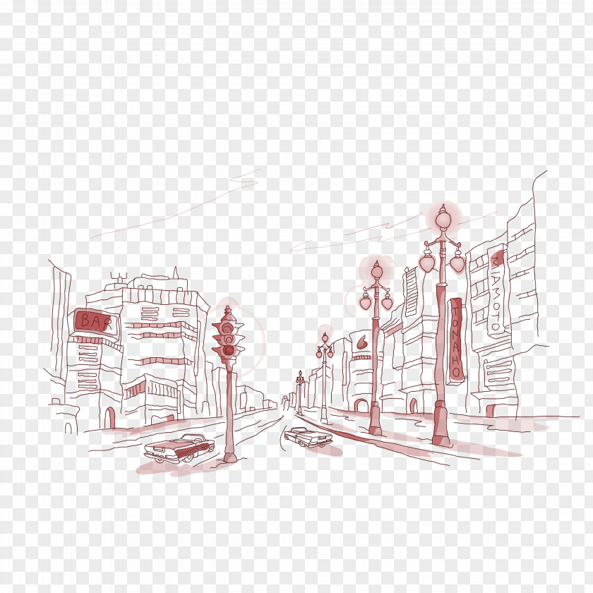 Free City Road Lines Decorative Material Drawing Wallpaper PNG