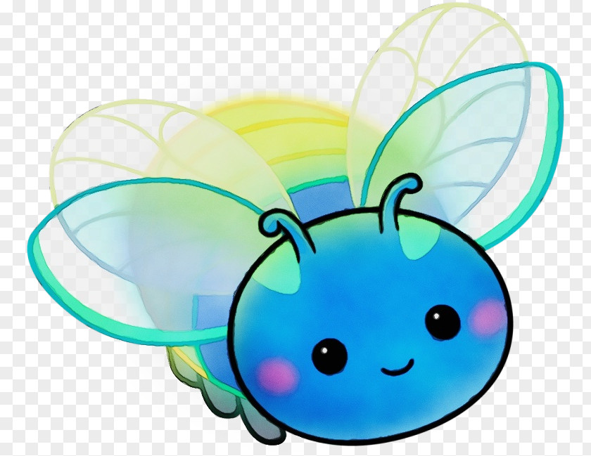 Fly Turquoise Watercolor Drawing PNG