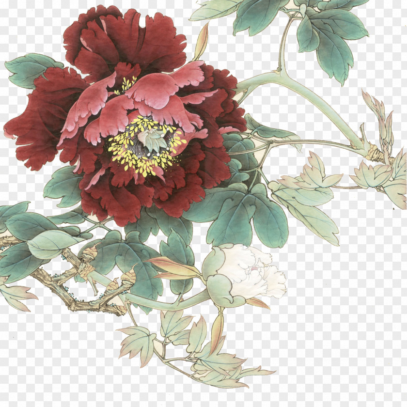 Peony Gongbi Chinese Painting Art PNG