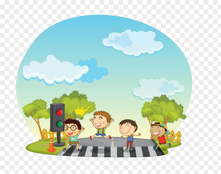 Students Across The Street Pedestrian Crossing Child Royalty-free Illustration PNG