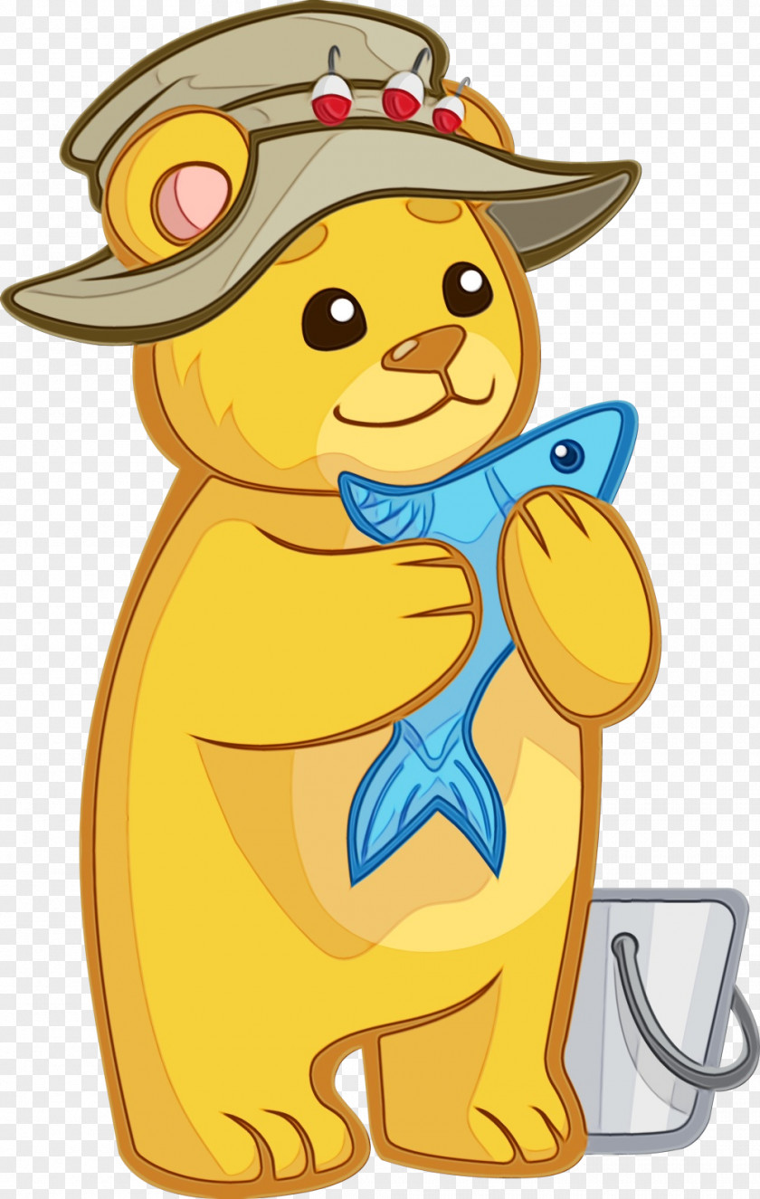 Yellow Cartoon Bear Background PNG