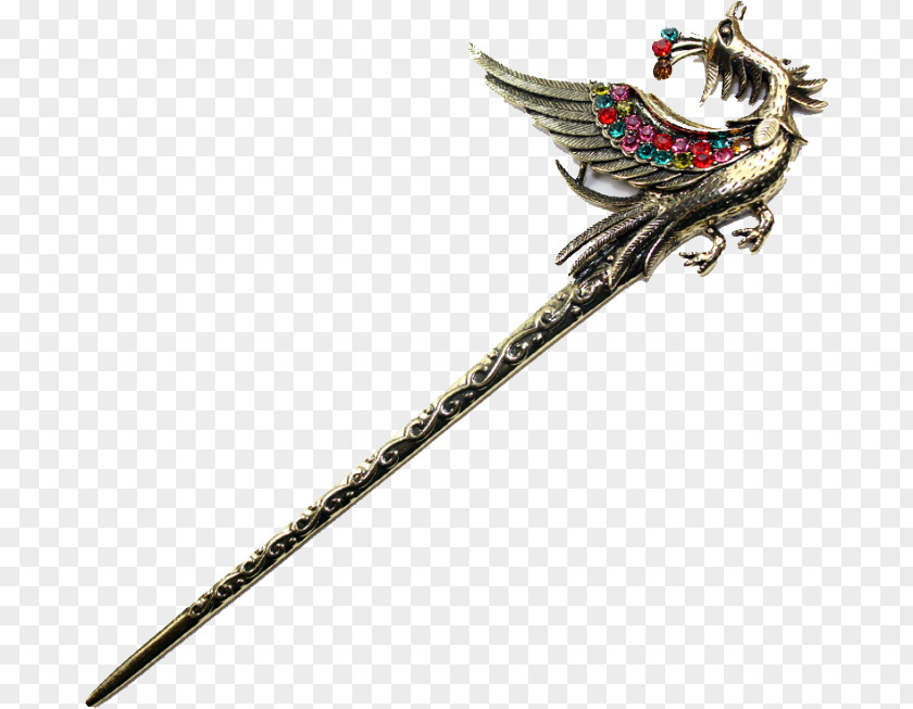 Phoenix Hairpin Hair Stick Designer PNG