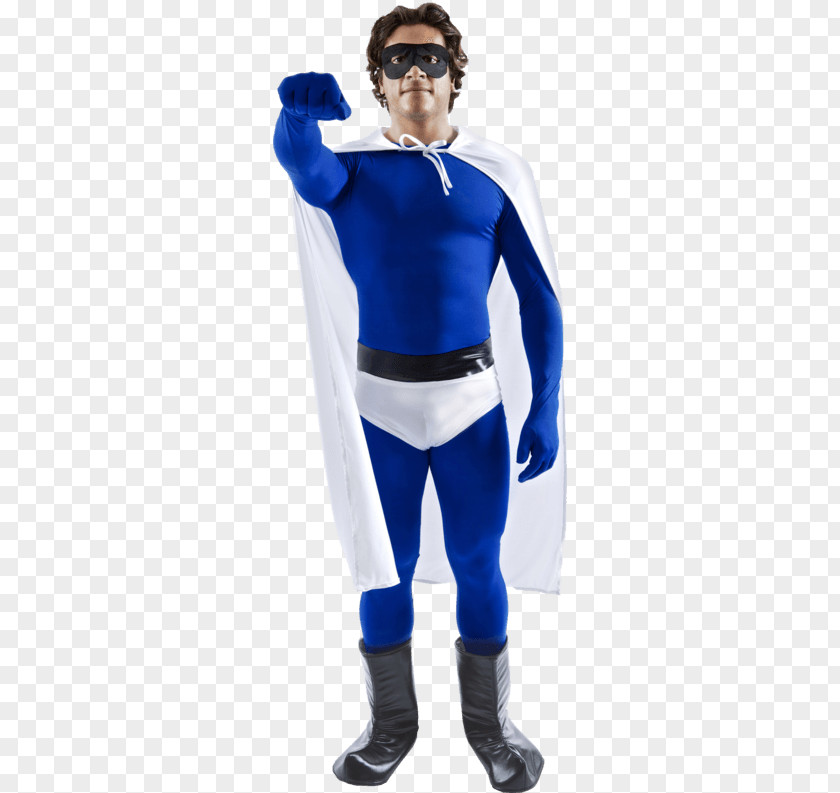 Superhero Suit Cobalt Blue Spandex Costume Shoulder PNG