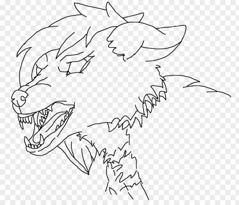 Angry Wolf Line Art Drawing Birds 2 Black And White PNG