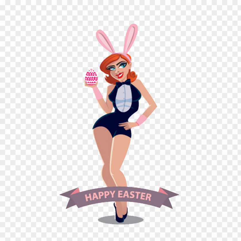 Cartoon Bunny Holding A Cake Easter Rabbit Egg PNG