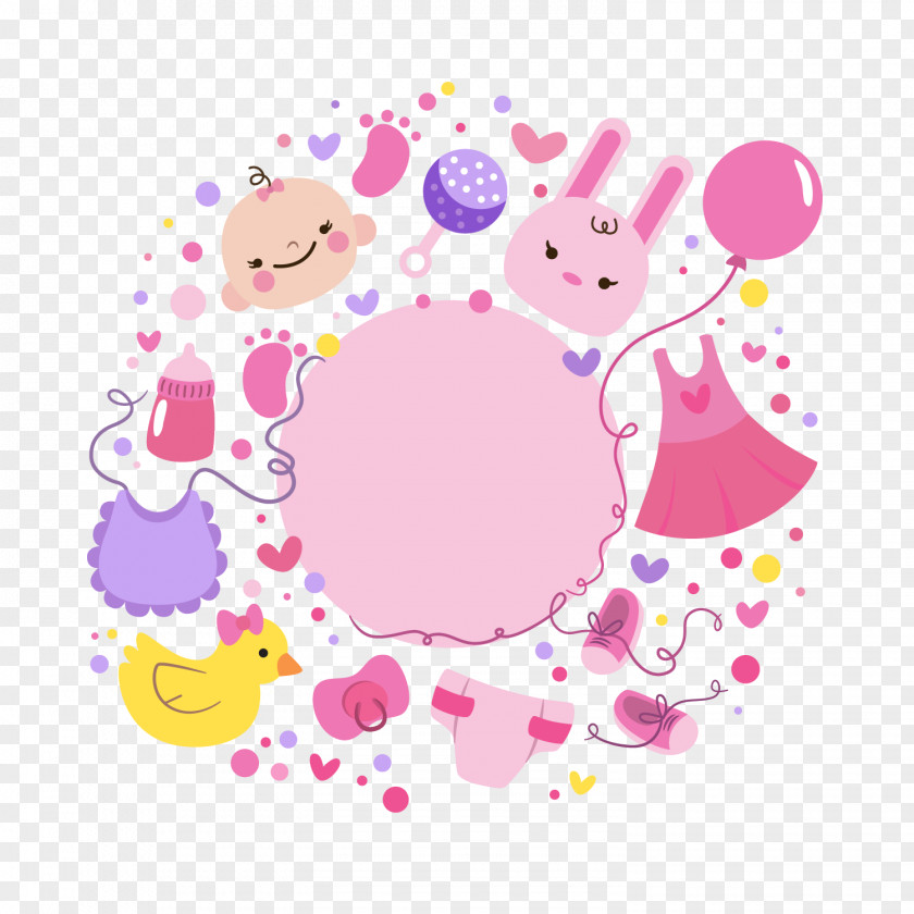 Cute Birthday Party Vector Baby Shower Greeting Card PNG