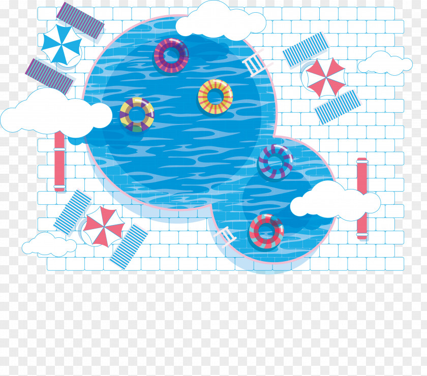 Painted Swimming Pool Illustration PNG