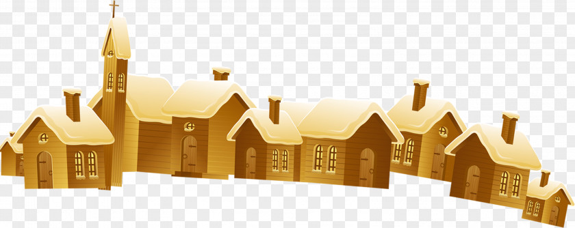 A Plurality Of Small Yellow House Castle Pattern Christmas PNG