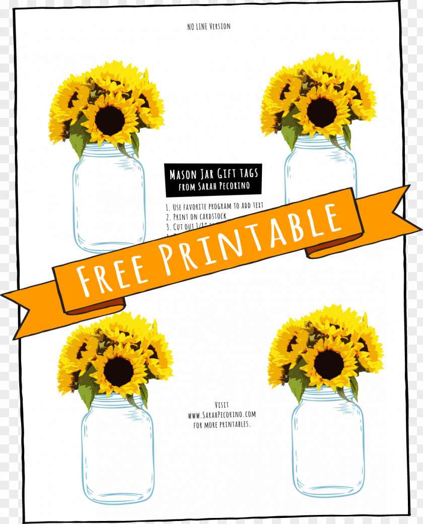 Mason Jar Common Sunflower Paper PNG