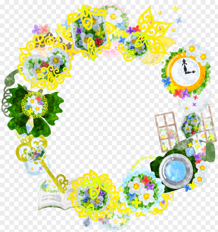 Small Floral Wreaths Design Cut Flowers Font PNG