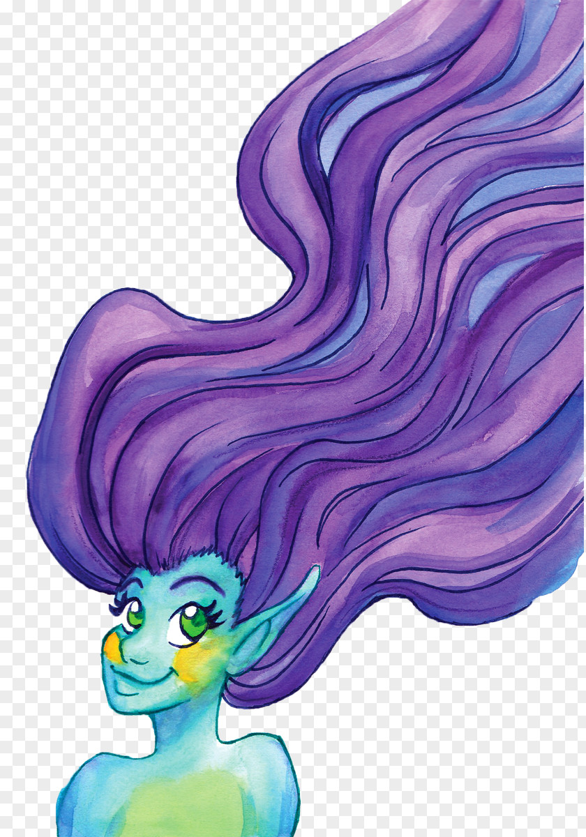 Water Color Mermaid Sammy Bearkat Binturong Mascot PNG