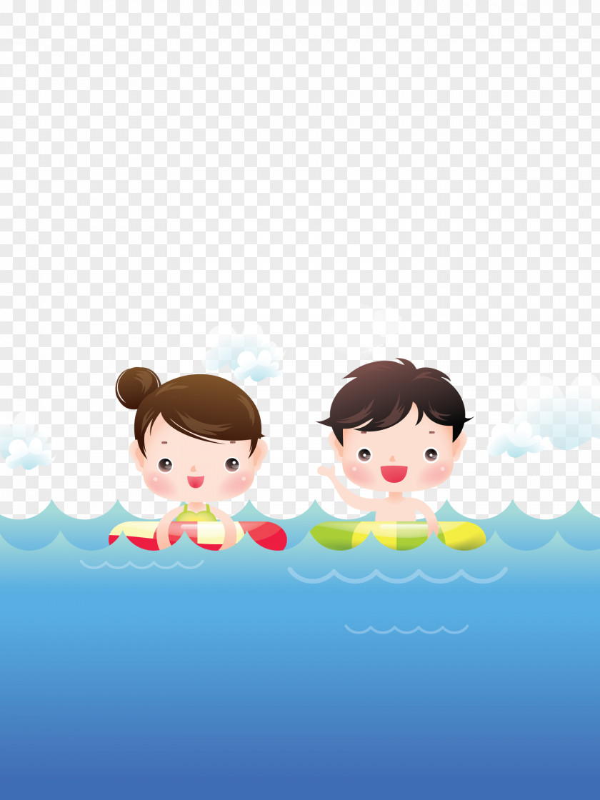 Swimming Training Vector Children Background Child Cartoon Illustration PNG
