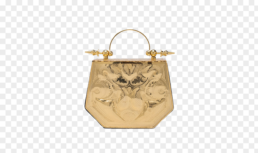 Gold Hexagon Handbag Minaudière Okhtein Flagship Store Metal PNG