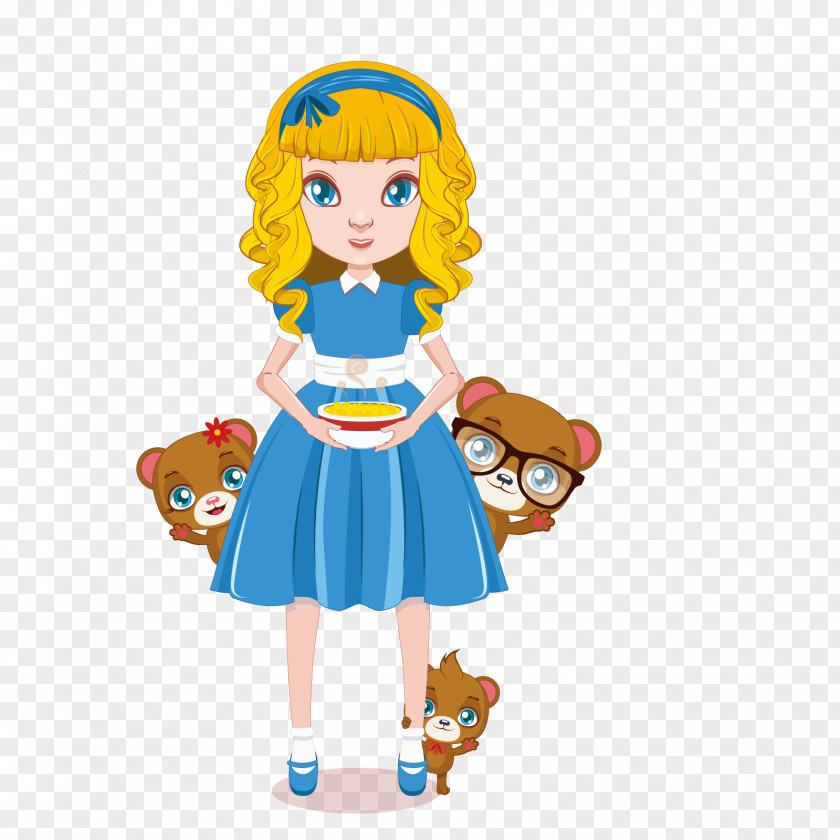Vector Little Princess Goldilocks And The Three Bears Euclidean Illustration PNG