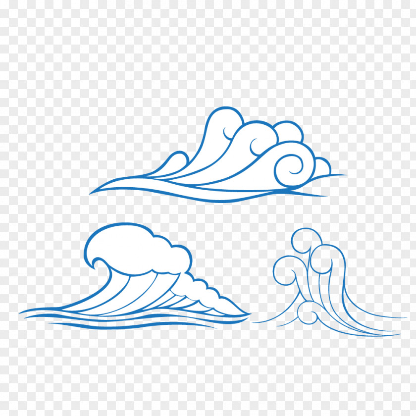 Chinese Style Traditional Sea Pattern Wind Wave Motif Clip Art PNG