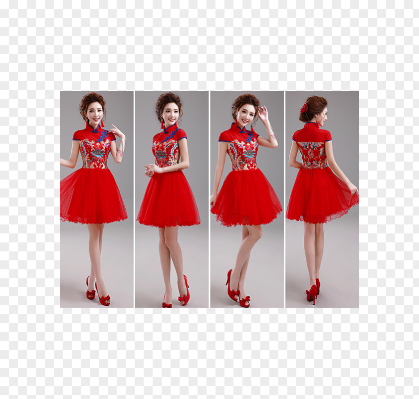 Chinese Wedding Cocktail Dress Costume Skirt PNG