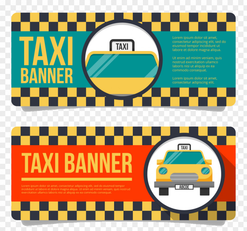 Two Old Taxis Banner Design Taxi Business Card PNG