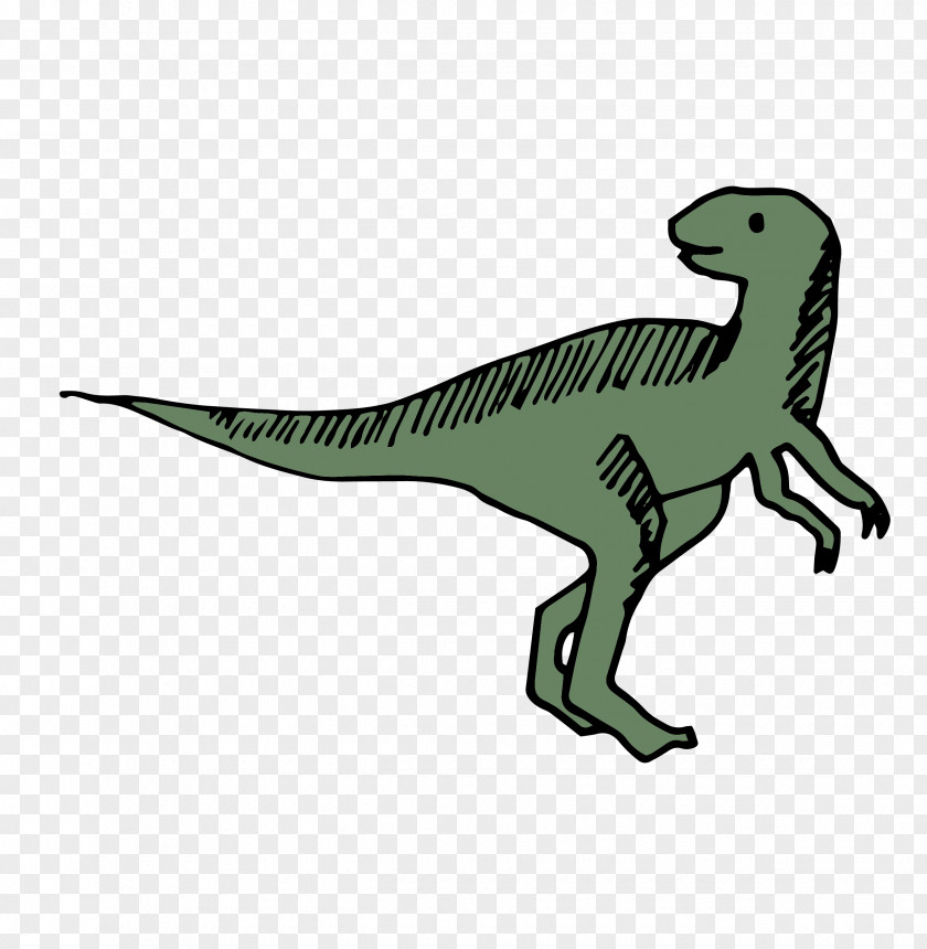 Dark Green Cartoon Dinosaur Vector Tyrannosaurus Velociraptor Illustration PNG