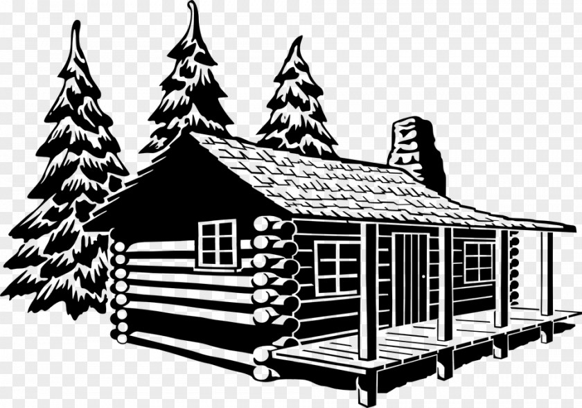 Log Cabin Black And White Cottage PNG cabin and white , cabinfree clipart PNG