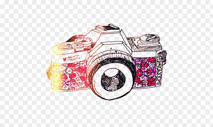 Beautiful Hand-painted Color Camera Drawing Photography Clip Art PNG