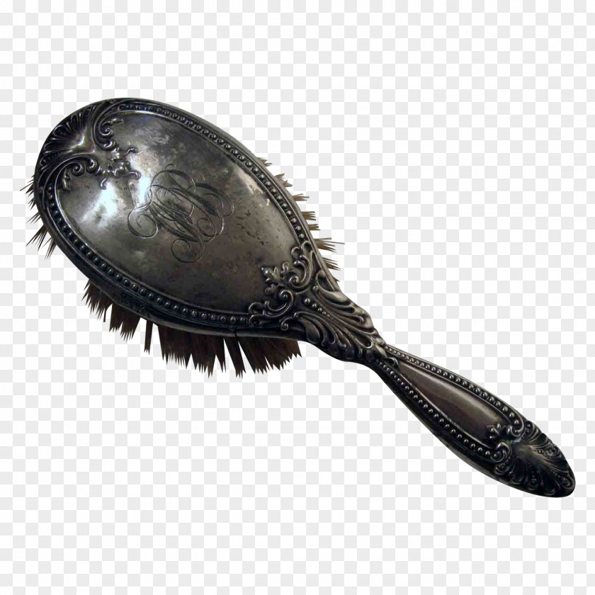 Victorian Era Hairbrush Sterling Silver PNG