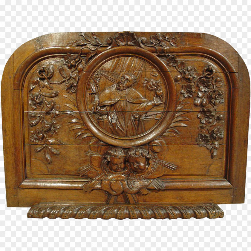 Antique Carved Exquisite 18th Century Wood Carving France Panelling Relief PNG
