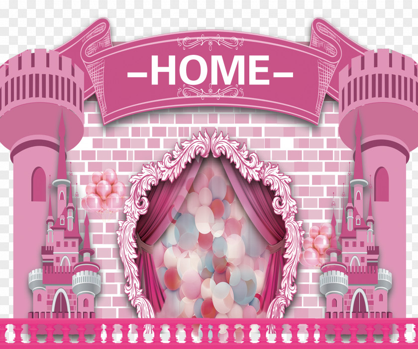 Cartoon Pink Fantasy Fairy Tale Castle Creative Background Download PNG