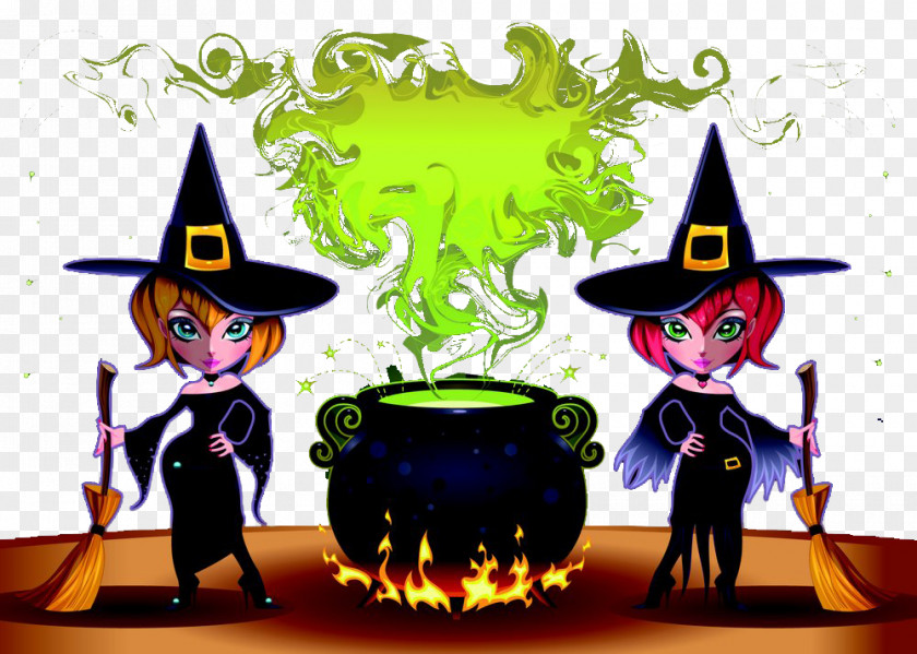Hand-painted Beautiful Witch Illustration PNG