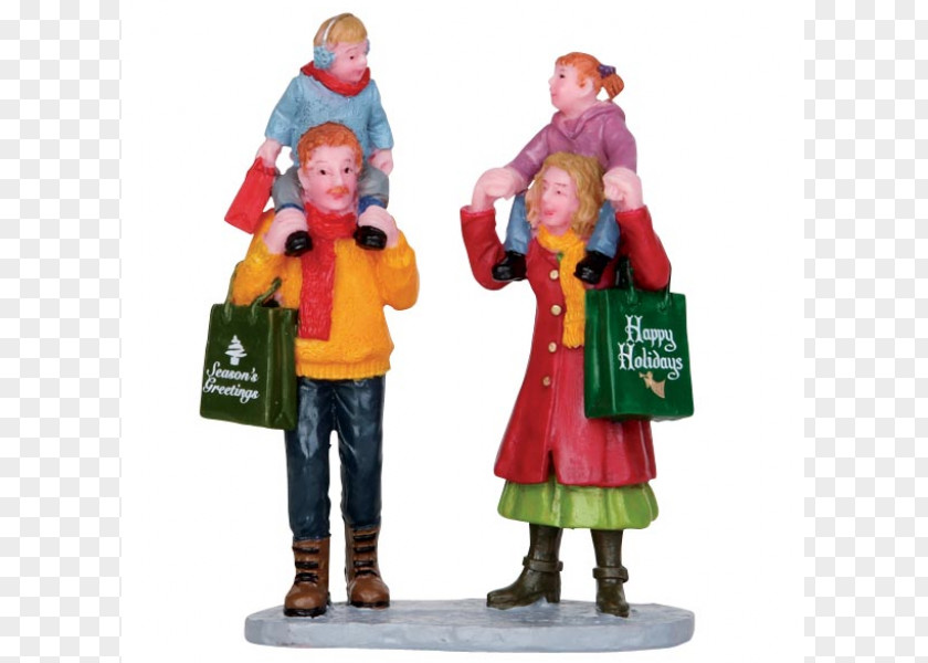 Christmas Shopping Huan Hummel Figurines Village Polyresin PNG