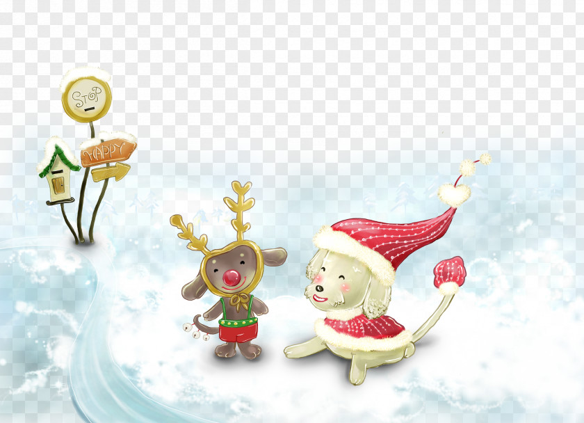 Snow Dogs And Deer Christmas High-definition Television 1080p Display Resolution Wallpaper PNG