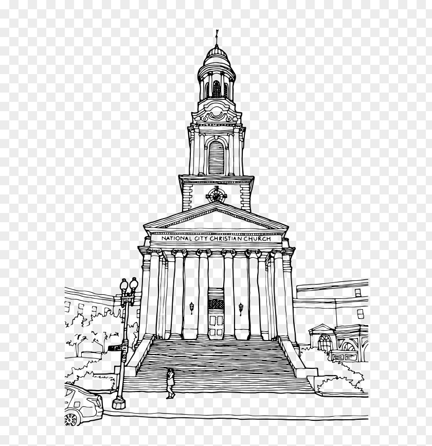 Clock Tower Courthouse Cartoon PNG