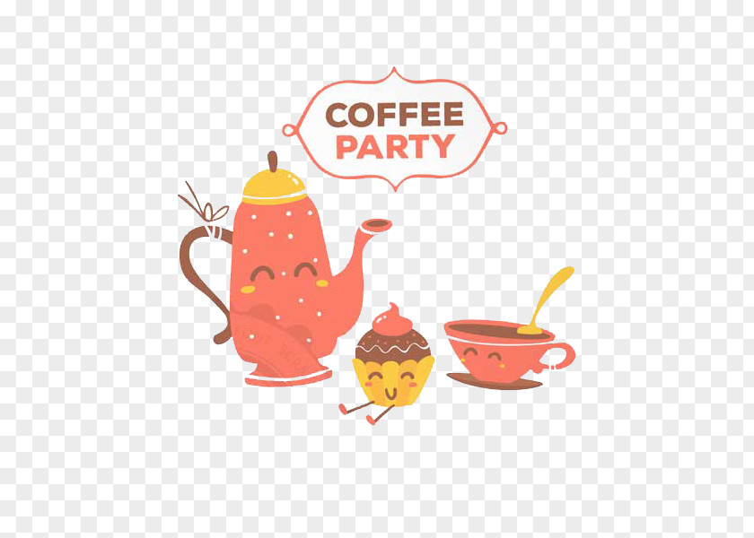 Anthropomorphic Cartoon Style Coffee Illustration PNG