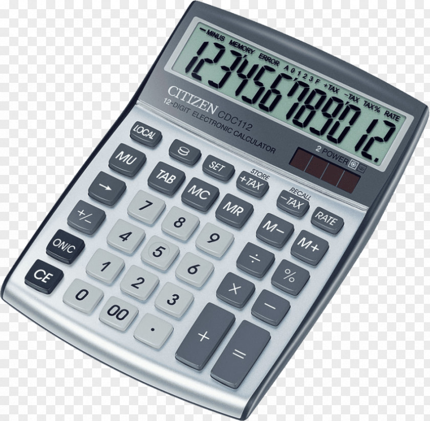 Calculator Scientific Calucalor Citizen Office CDC 80 Display CCC-112RD CDC-112 PNG