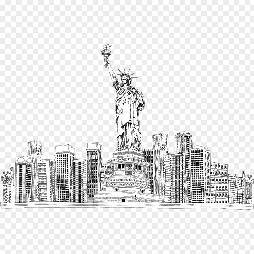 Black & White Statue Of Liberty Eiffel Tower Zazzle Photography PNG