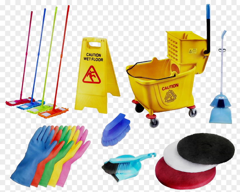 Floor Cleaning Mop Bucket Cart Janitor PNG
