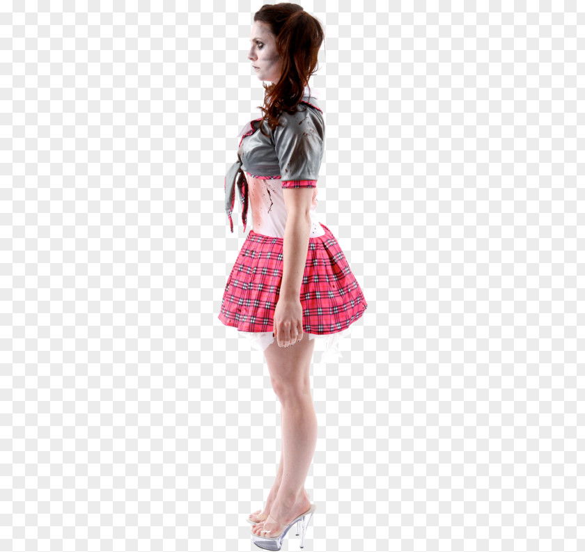 Dress Miniskirt Tartan Pink M Fashion PNG