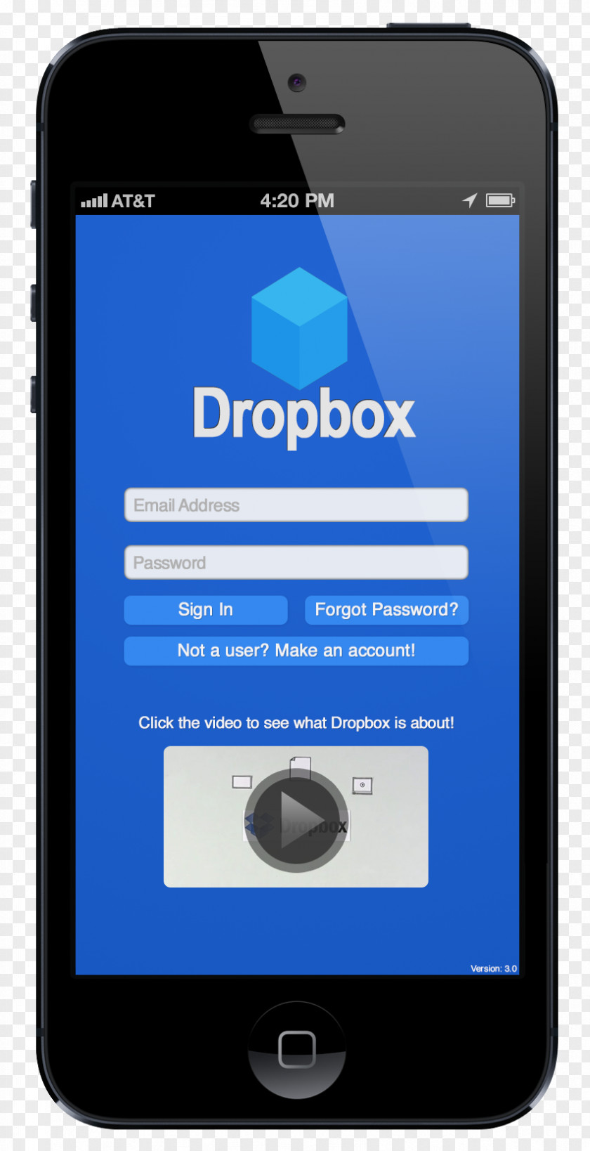 Dropbox Login Smartphone Feature Phone Handheld Devices Mobile App IPhone PNG