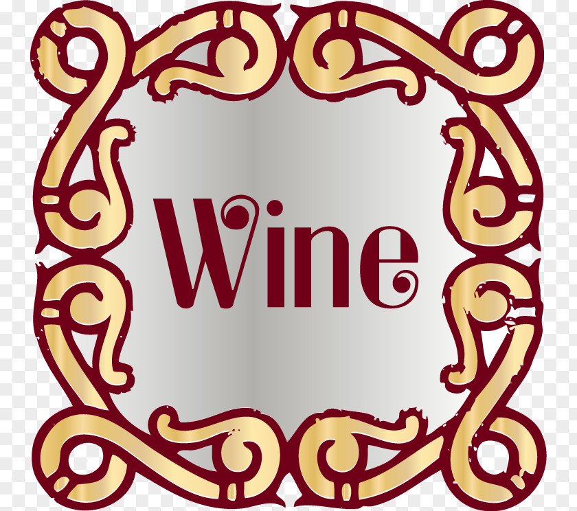 Monogram Lace Border Wine Alcoholic Drink Clip Art PNG