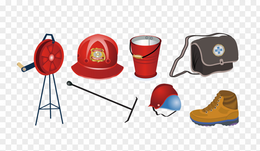 Vector Red Hat Fire Extinguisher Firefighter Hydrant Engine PNG