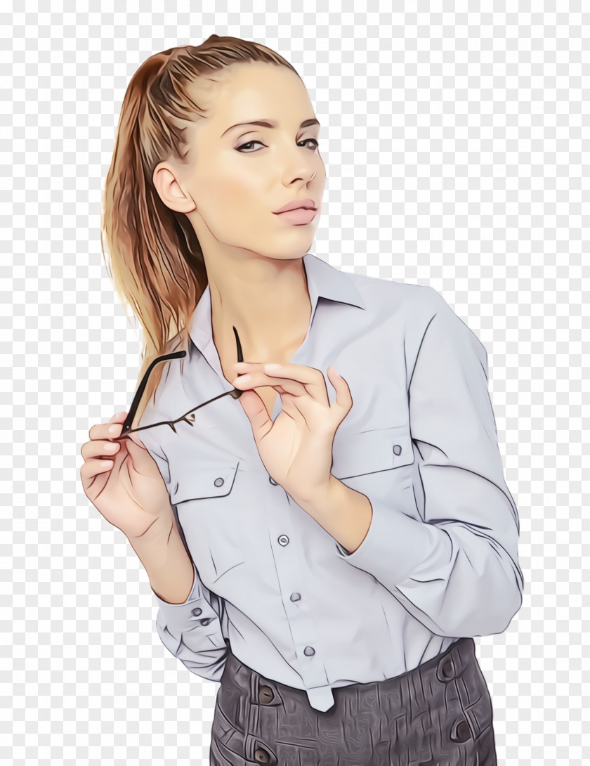 Beige Top White Clothing Gesture Arm Neck PNG