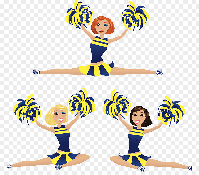 Passionate Cheerleaders Cheerleader Cheerleading Pom-pom Split Illustration PNG
