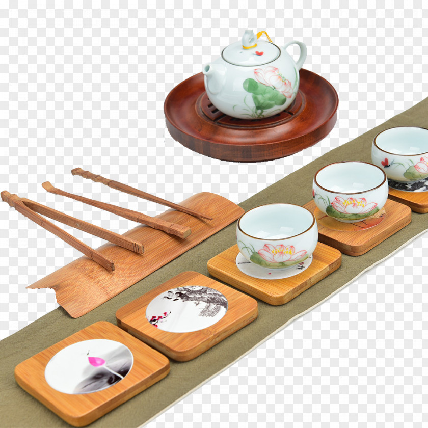 Thick Bamboo Porcelain Composition Tea Coasters Ceramic Cup PNG