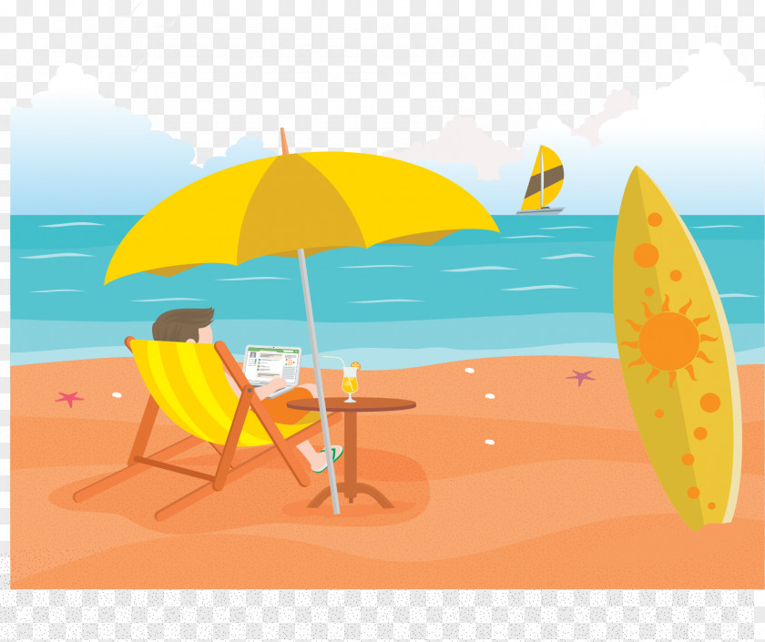 Vector Beach Summer Vacation Illustration PNG