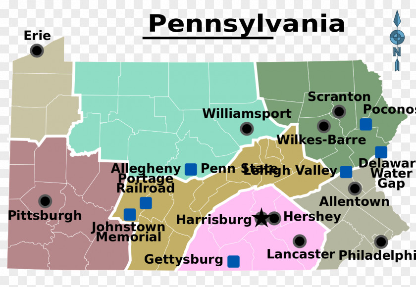 Map Regions Of Pennsylvania Northwestern Northern Regional College Location PNG
