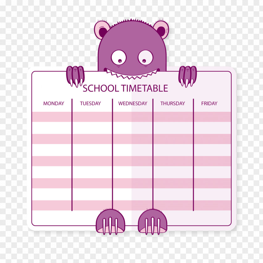 Vector Curriculum School Timetable Schedule Euclidean PNG