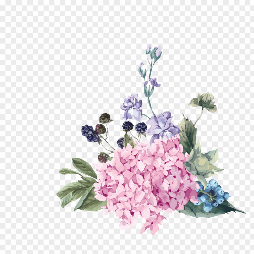 Hand-painted Flowers Free To Pull Hydrangea Flower Royalty-free Illustration PNG
