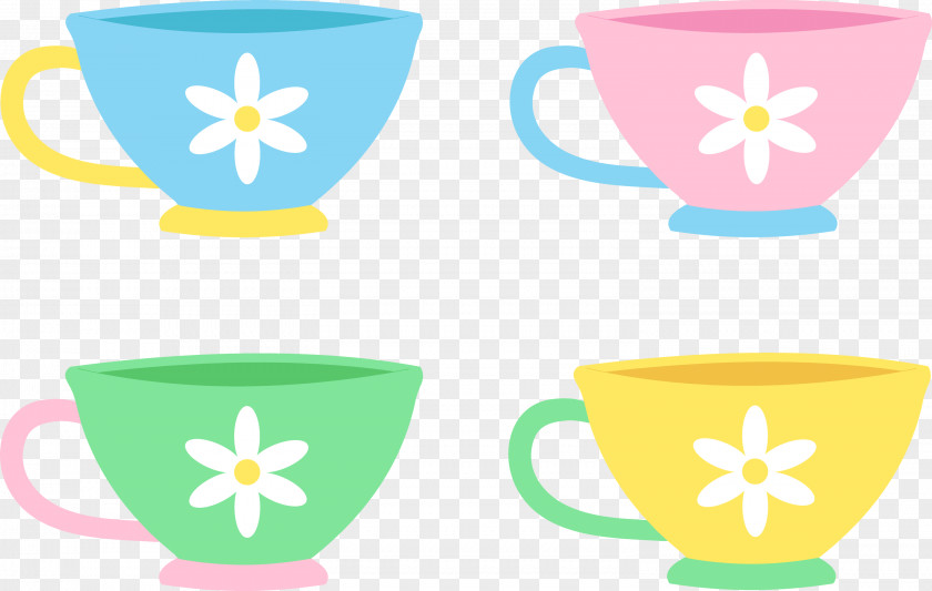 Turquoise Yellow Coffee Cup PNG