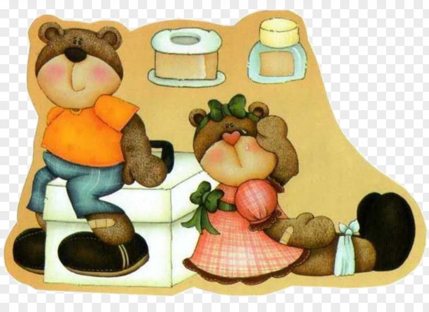 Two Bears Drawing Decoupage Painting PNG