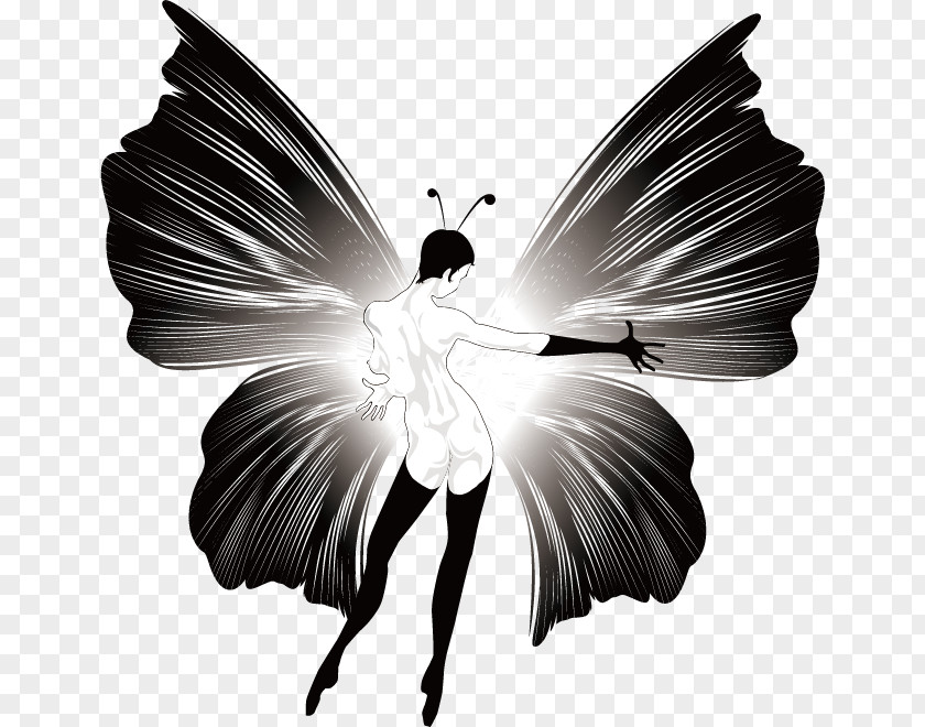Butterfly Fairy T-shirt Euclidean Vector Woman PNG